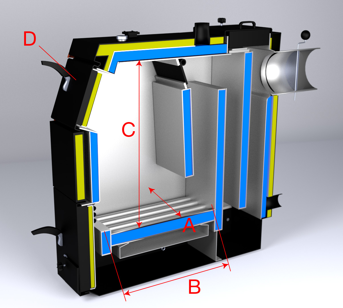Габаритные размеры твердотопливного котла SDG -25 METAL-FACH