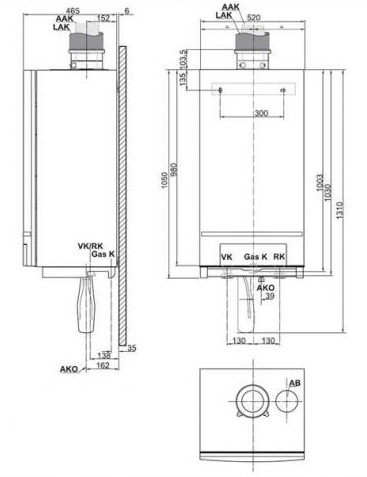 Габаритні розміри Condens 5000 W Bosch