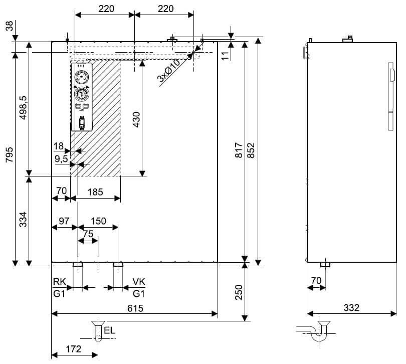 Габаритні розміри Tronic 5000 Н Bosch