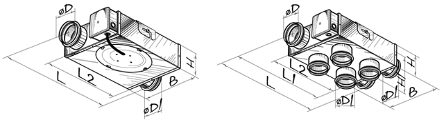 Габаритные размеры Box-R 100 Blauberg