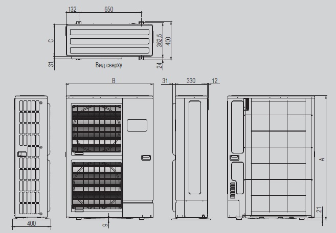 размеры блоков кондиционера