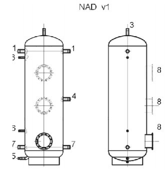 Разрез аккумулирующего бака Drazice NAD 500 v1