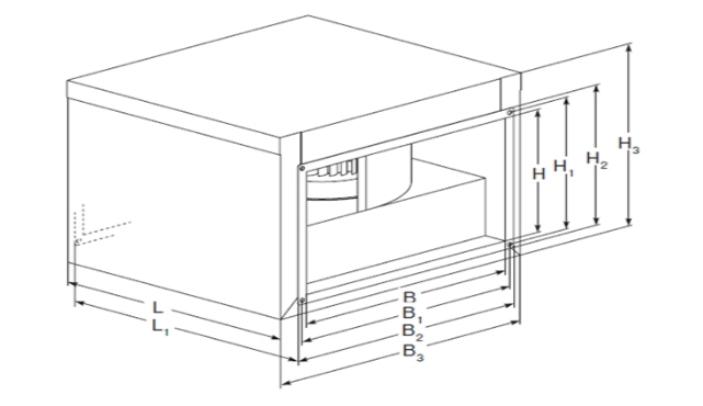 Схема вентилятора шумоизолированного прямоугольного LV-FDTS 400х200-4-3, вентилятор Лессар LV-FDTS 400х200-4-3