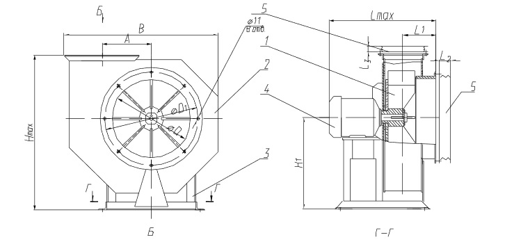 Пылевой вентилятор Интеркондиционер ВРП присоединительные размеры
