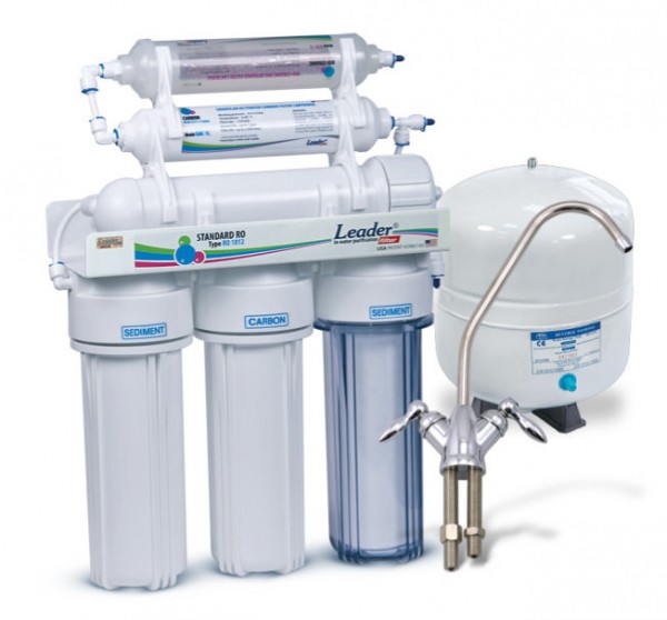 Система обратного осмоса Leaderfilter Standard RO-5 P МТ18 (с помпой): фронтальный вид